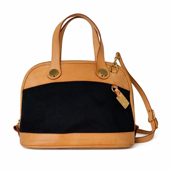 Dooney & Bourke Handbags - Dooney & Bourke Black Tan Leather Satchel Crossbody Shoulder Bag